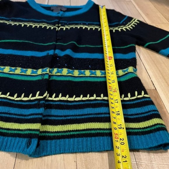 Vintage Votre Nom silk/cashmere blend embroidered striped cardigan - Picture 5 of 7